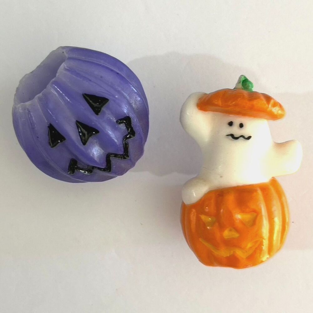 VTG Halloween Candle Set American Greeting Ghost in Pumpkin Purple JackOLantern